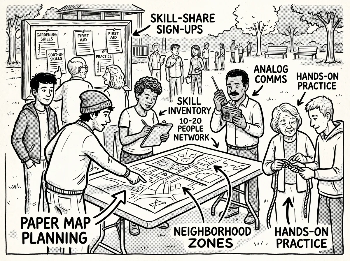 Neighbors coordinating emergency response without digital tools