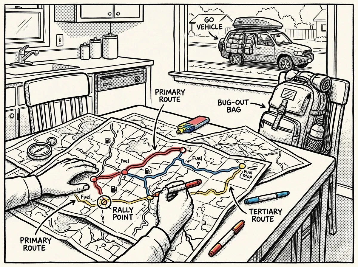 Map your primary, secondary, and tertiary evacuation routes before disaster strikes