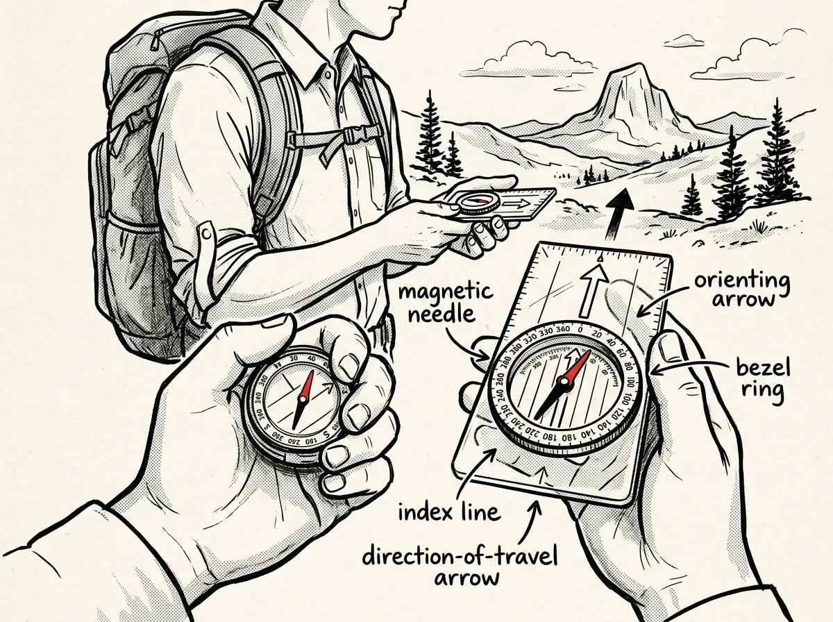 Proper compass grip and orientation technique