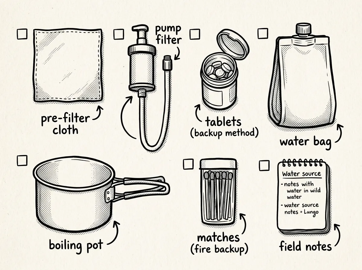 Complete [water purification](/blog/best-portable-water-filters-for-on-the-go-hydration) kit