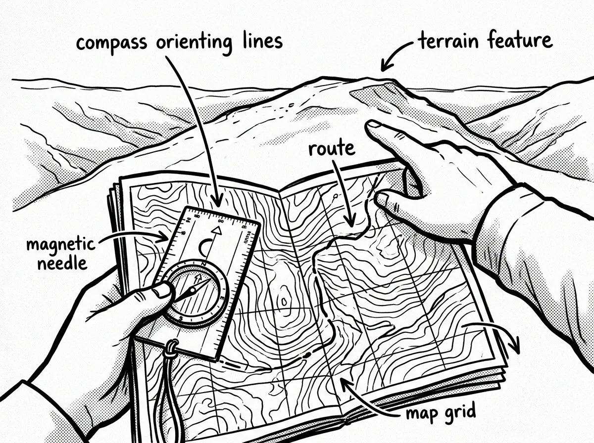 Navigating with map and compass in the field