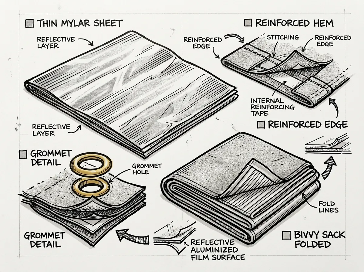 Emergency blanket construction details