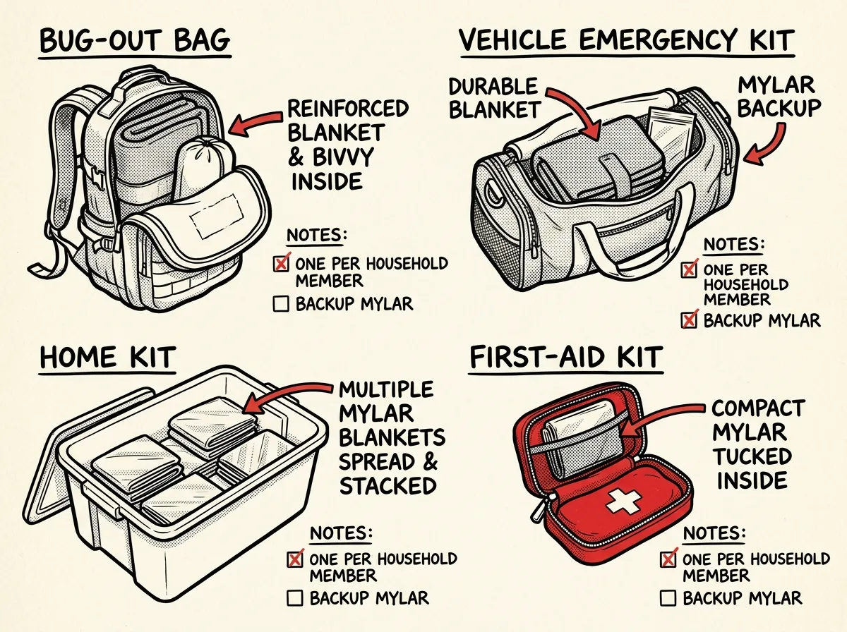 Emergency blankets distributed across survival kits