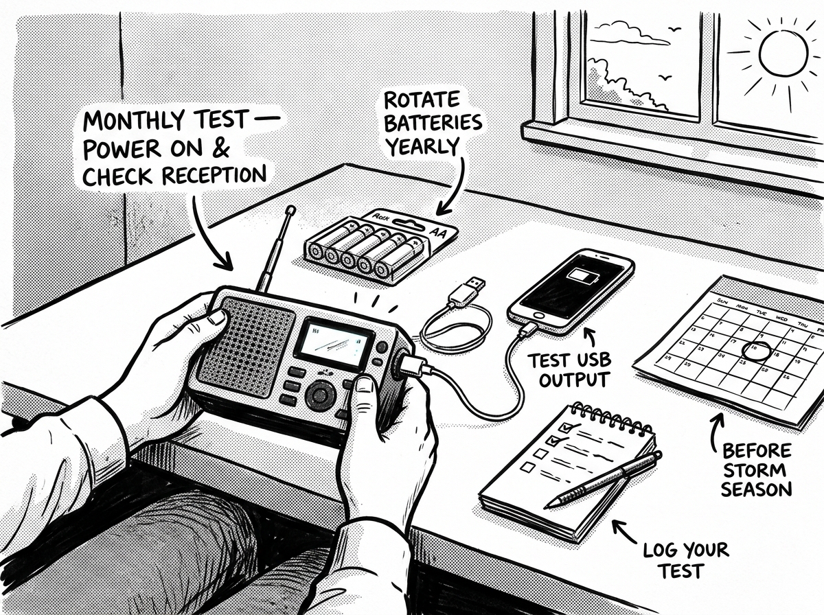 Monthly radio testing and annual battery rotation keep your gear ready