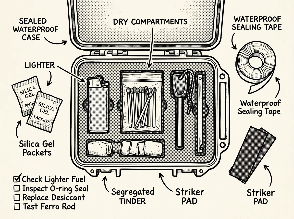 Proper fire starter storage and care setup