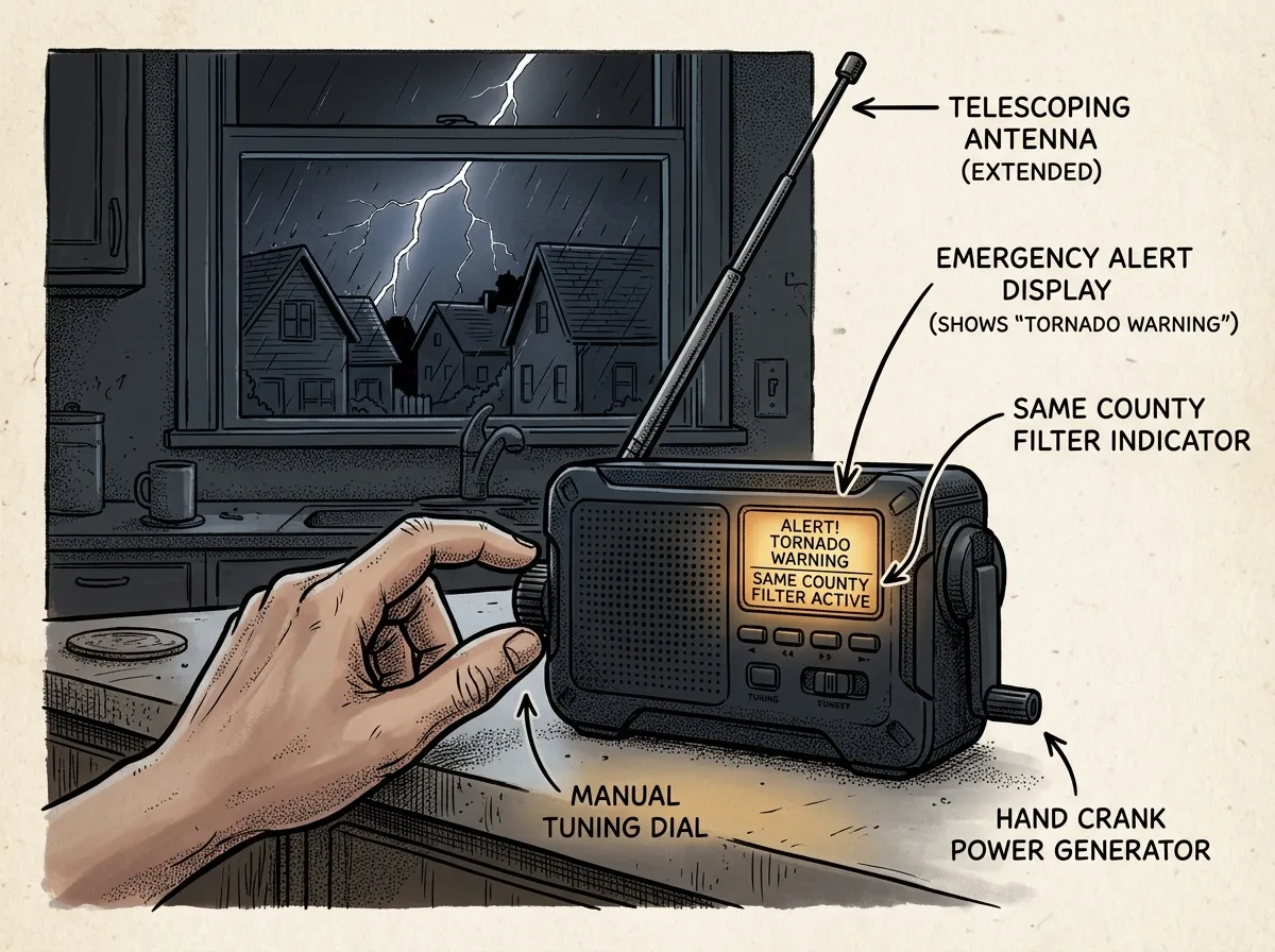 NOAA weather alert reception during power outage