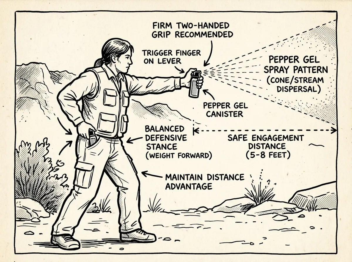 Drawing and deploying pepper spray at distance