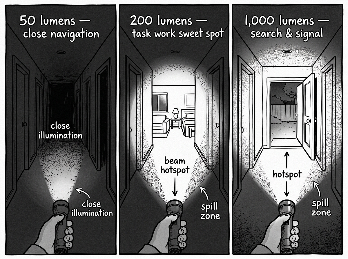 Comparing lumen levels in a real-world blackout scenario