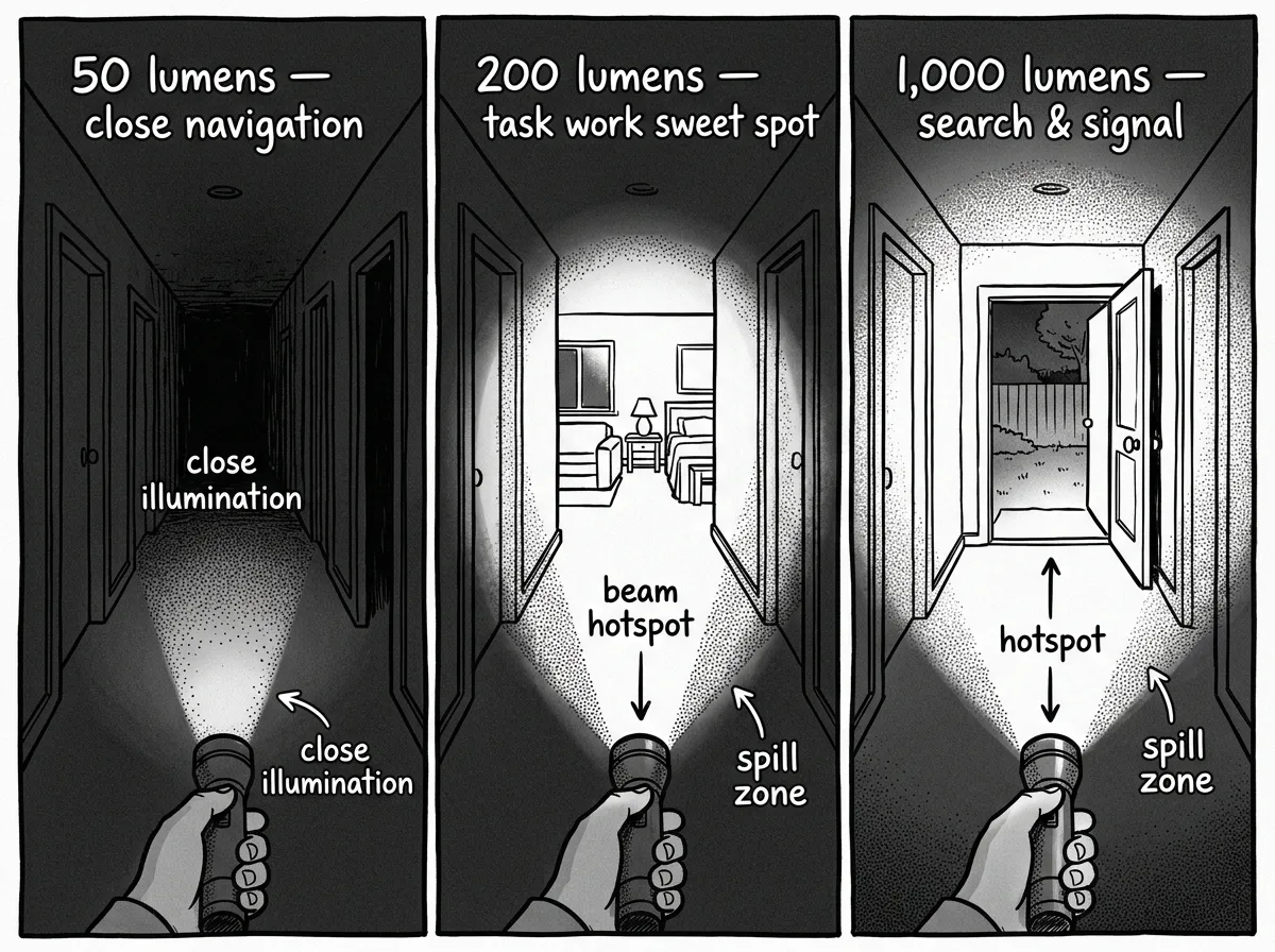 Comparing lumen levels in a real-world blackout scenario