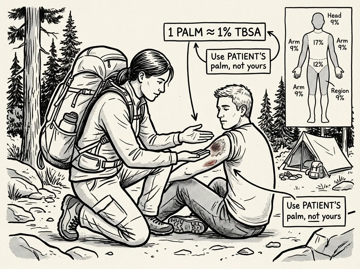 Using the patient's palm to estimate burn area