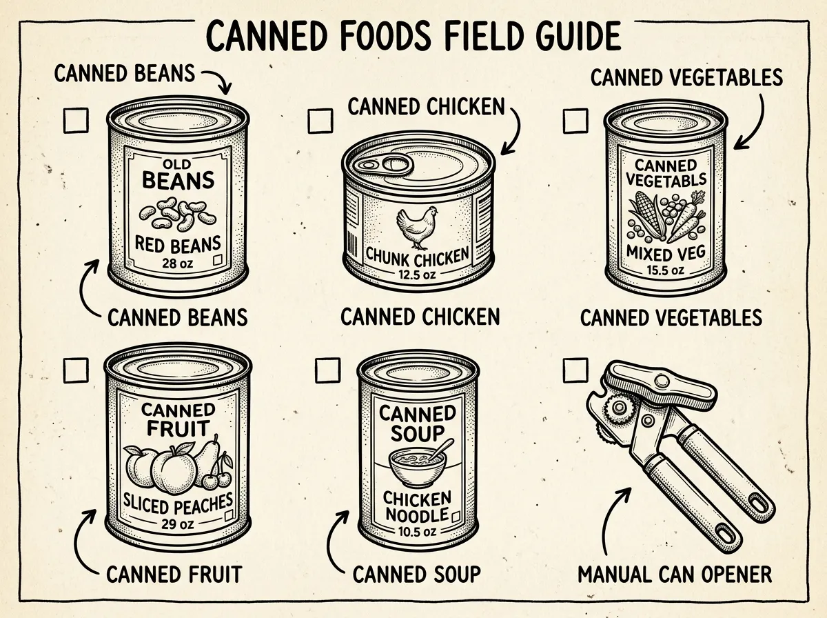 Essential canned goods for emergency food storage
