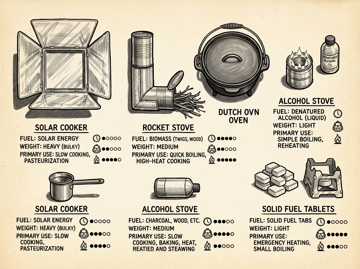All alternative cooking methods side-by-side