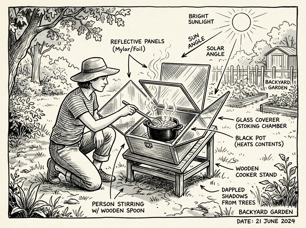 Solar oven in use during daylight hours