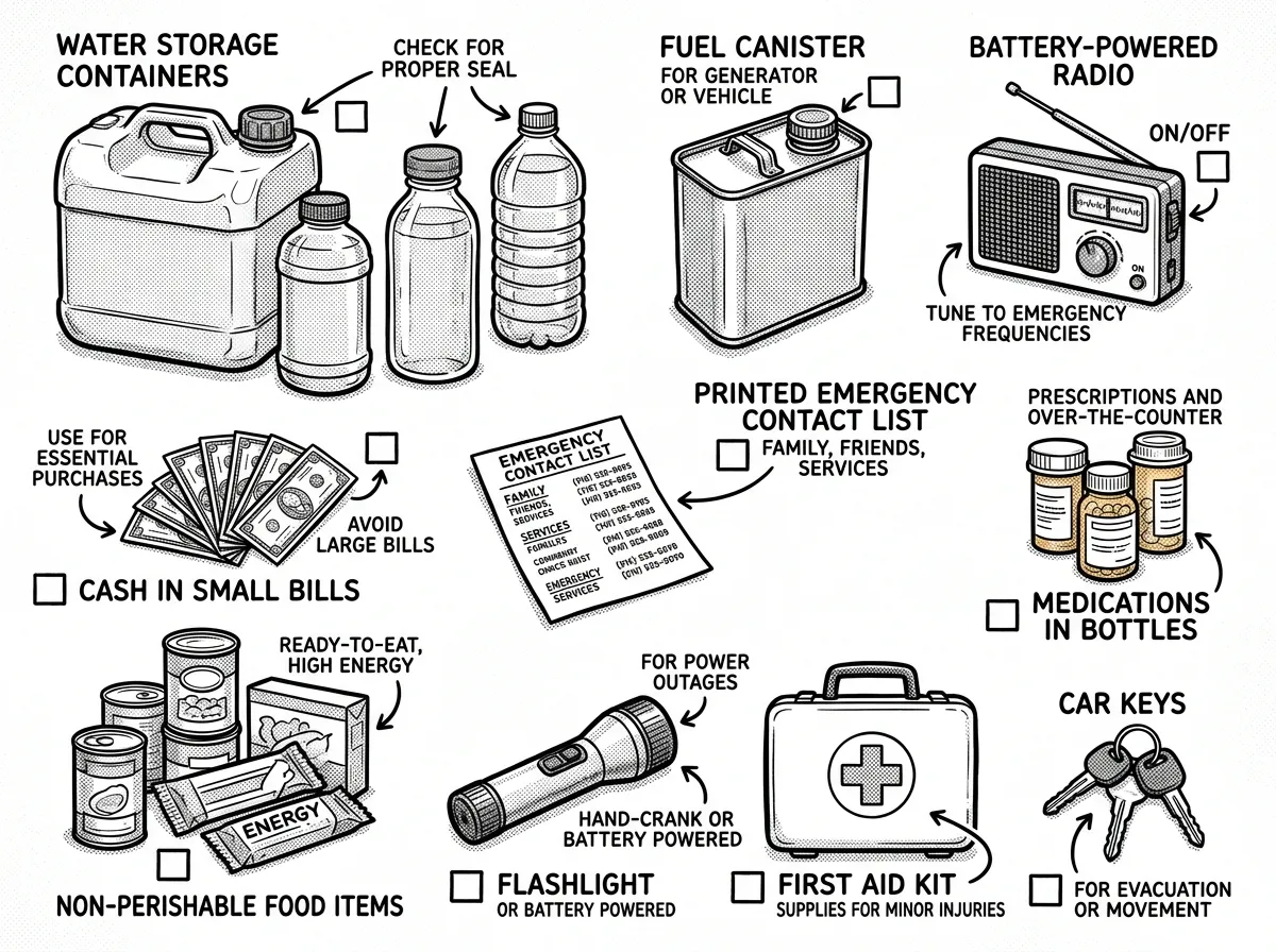 Emergency supplies for the first three days