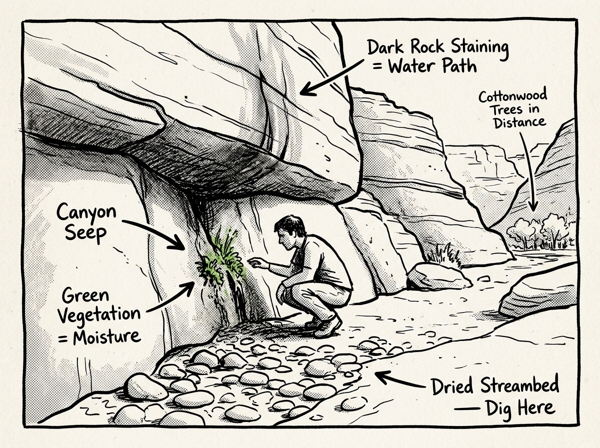 Reading the landscape for hidden water sources in arid terrain
