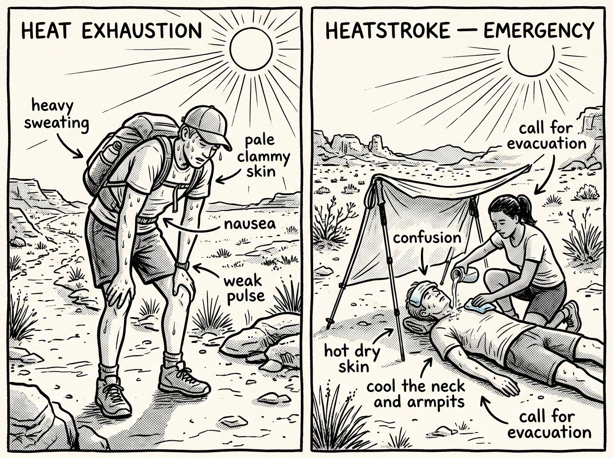 Recognizing the progression from heat exhaustion to heatstroke in the field