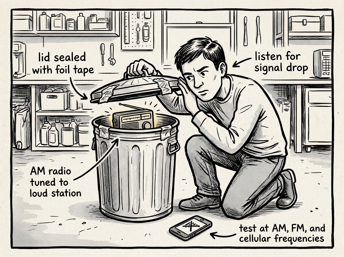 Testing Faraday cage shielding with an AM radio