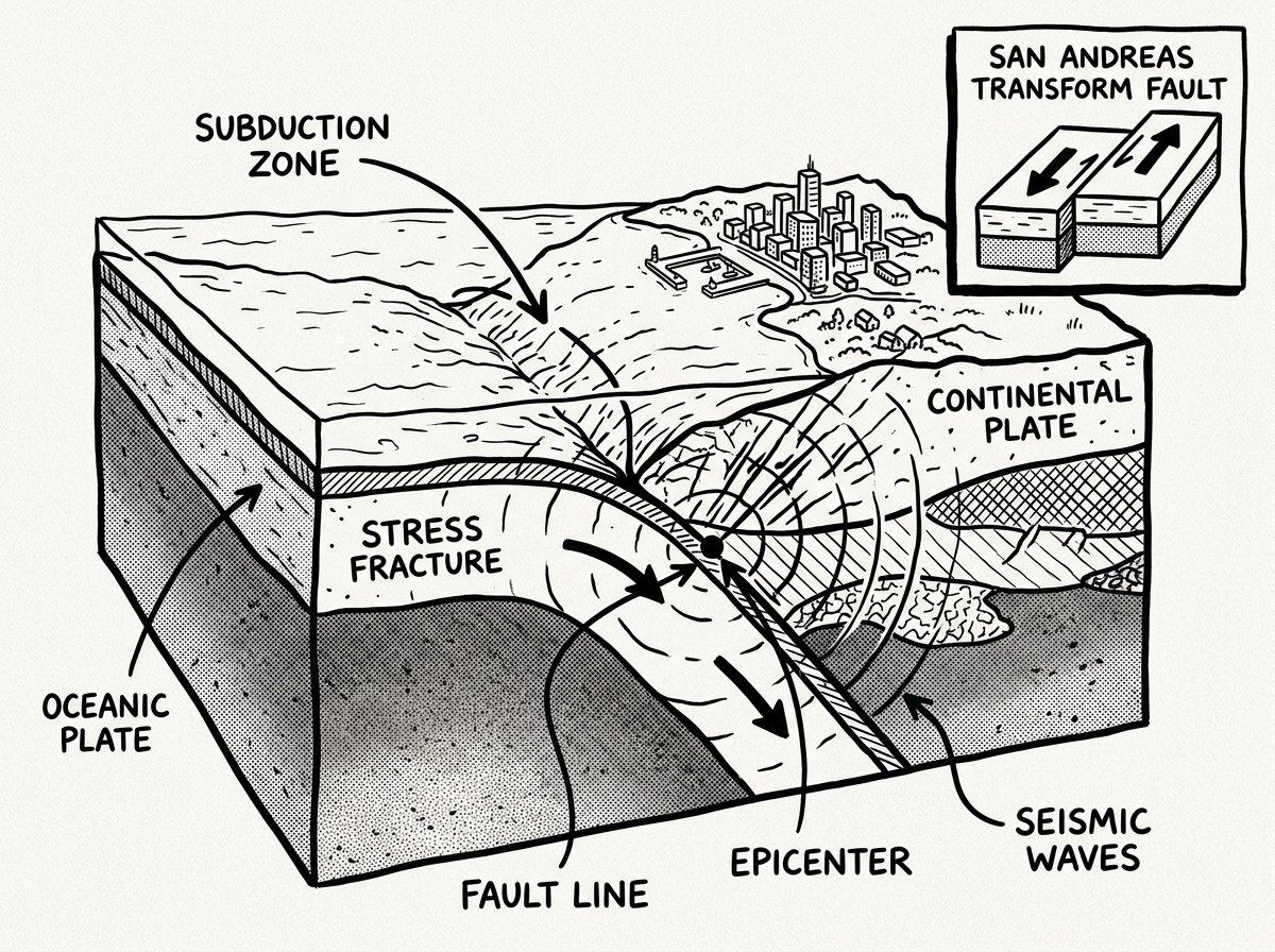 How subduction zones and transform faults generate devastating earthquakes