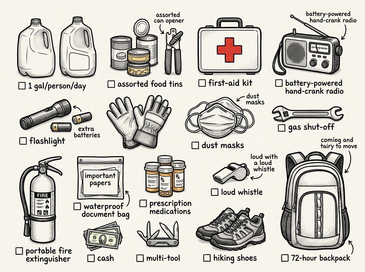 Complete earthquake preparedness kit — everything you need before the ground shakes