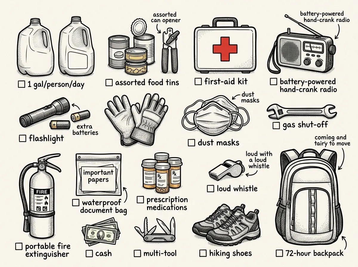 Complete earthquake preparedness kit — everything you need before the ground shakes