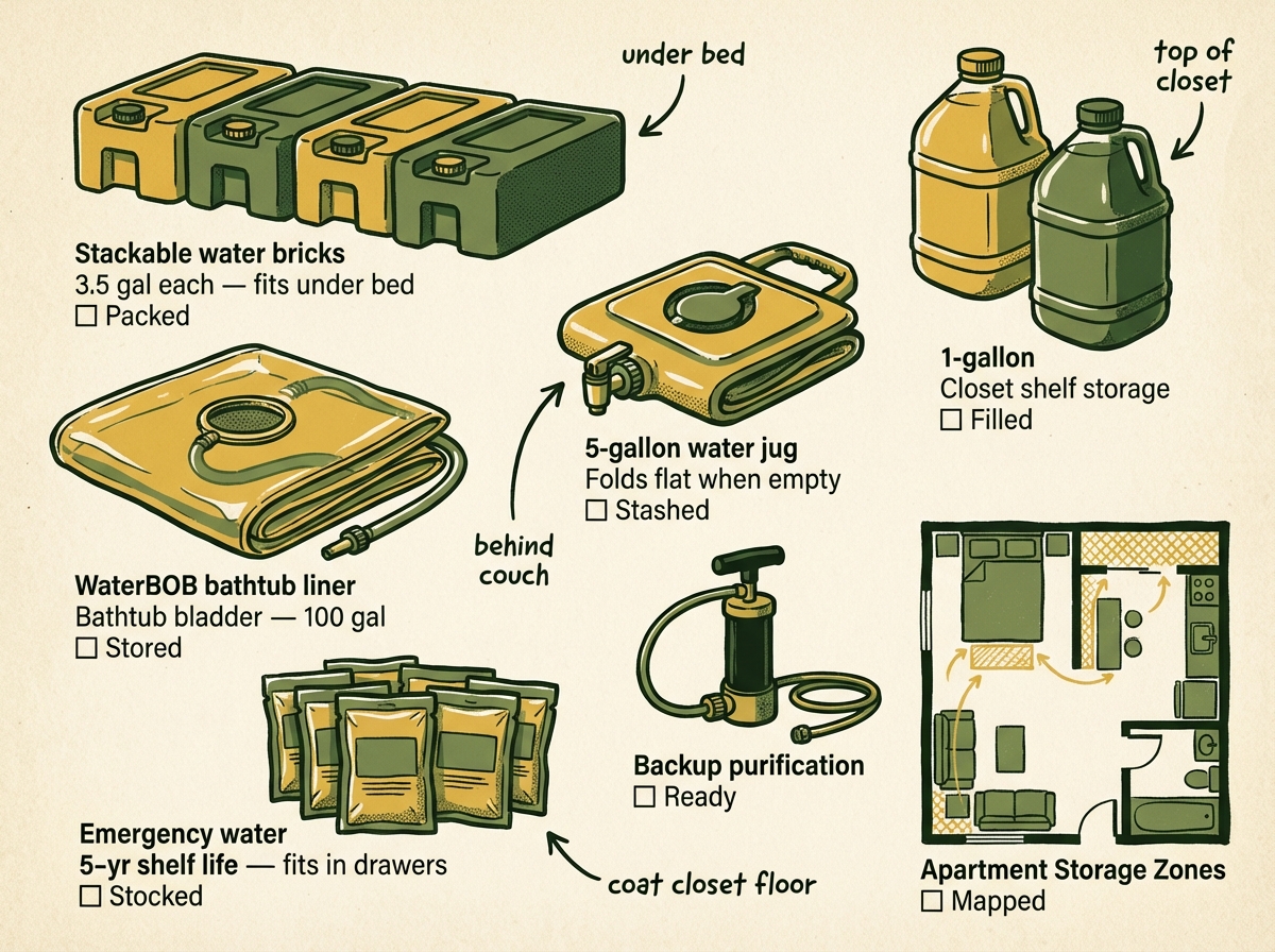Space-efficient water storage solutions sized for apartment living