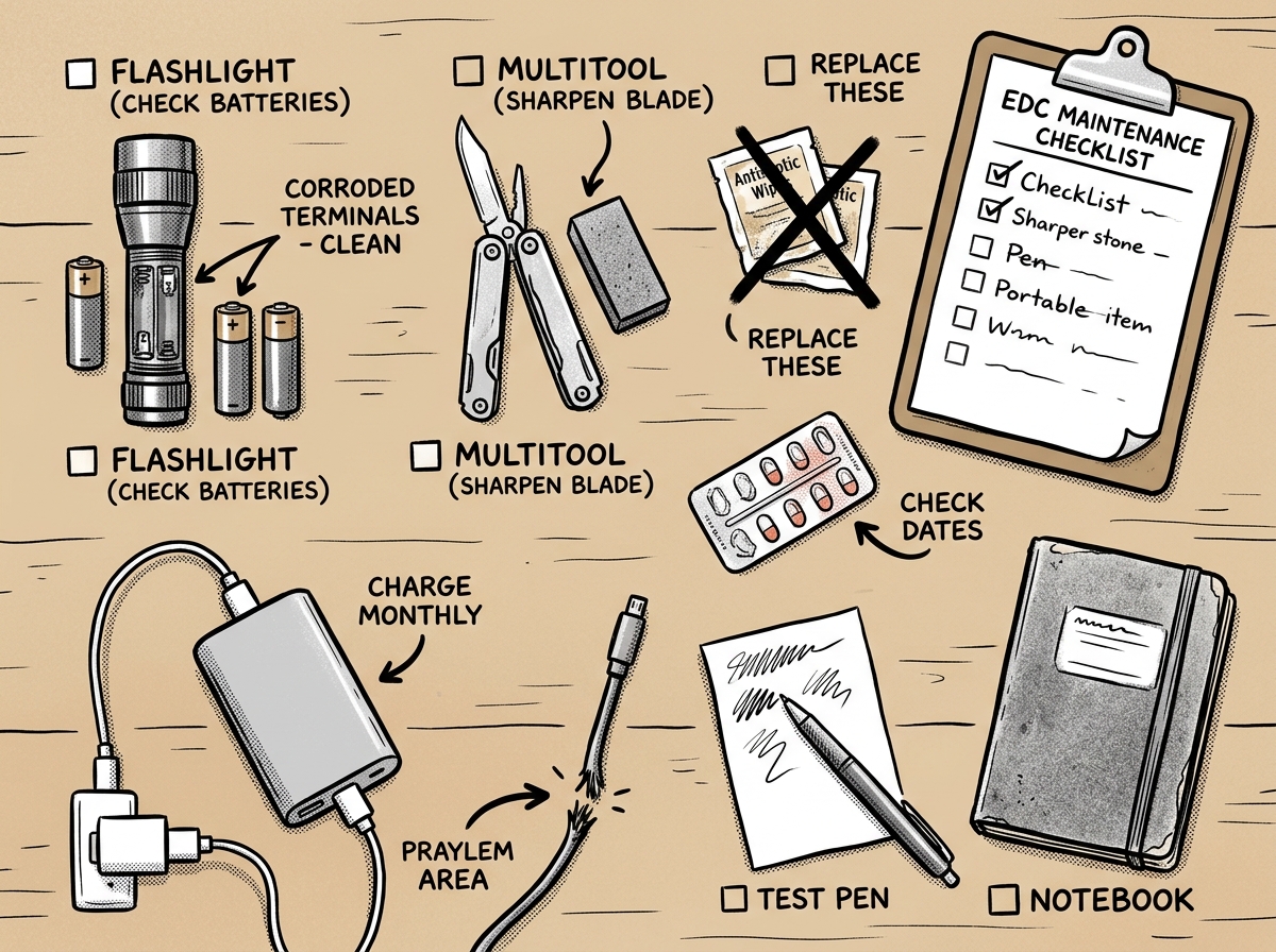 Monthly EDC gear inspection and maintenance spread
