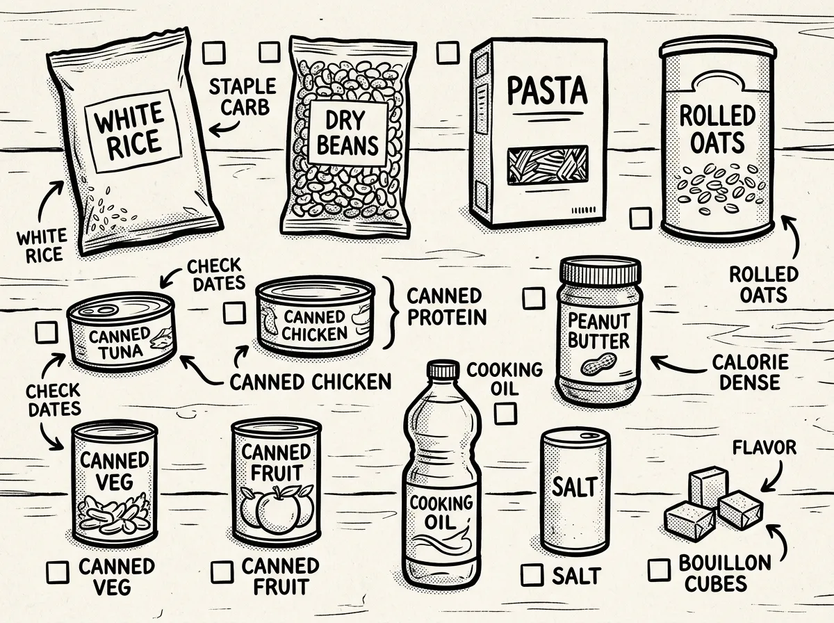 Core emergency pantry staples to stockpile first