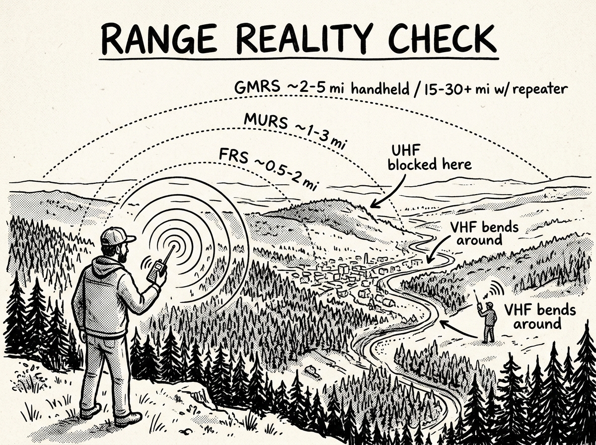 Real-world range comparison across varied terrain