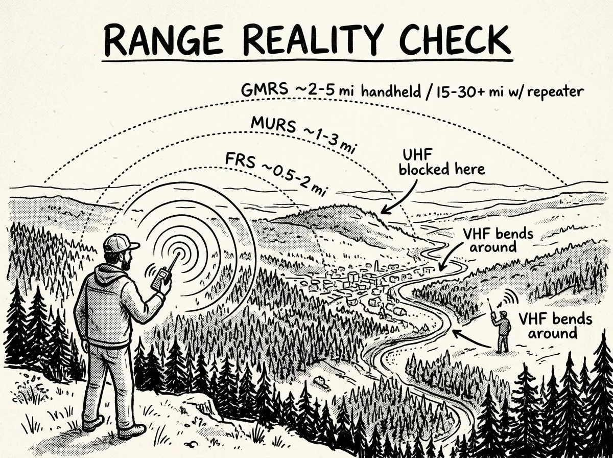 Real-world range comparison across varied terrain