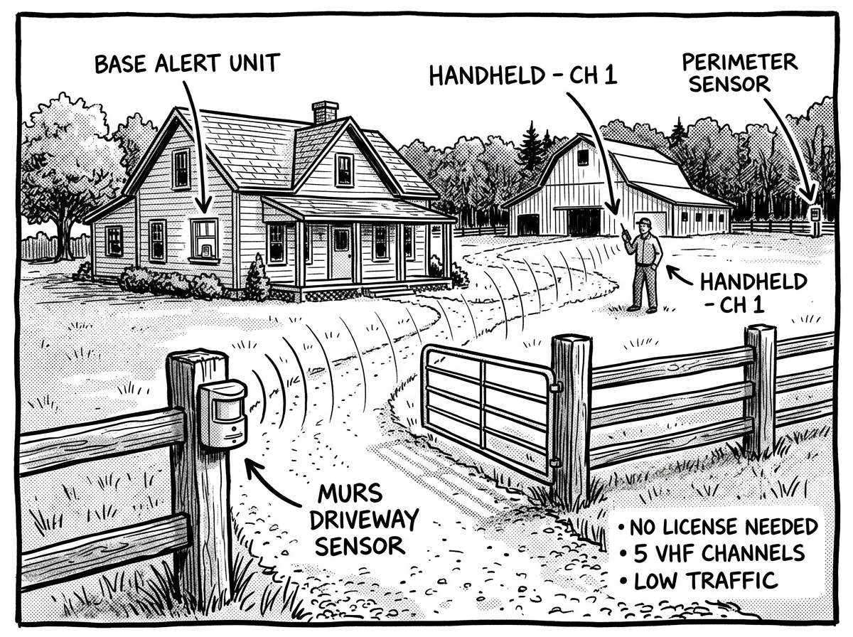 MURS-based property monitoring setup on a rural homestead