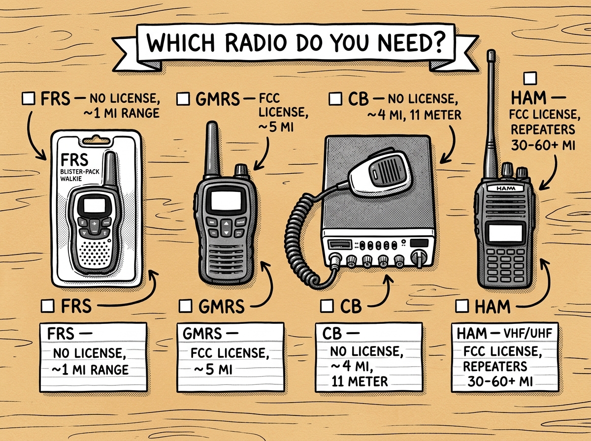 Side-by-side comparison of civilian radio options for emergency use