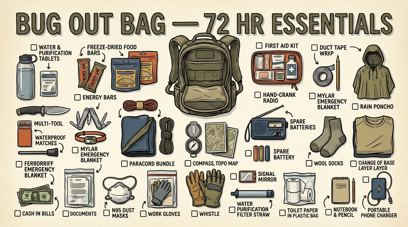 Bug Out Bag Checklist: 72-Hour Essentials Guide