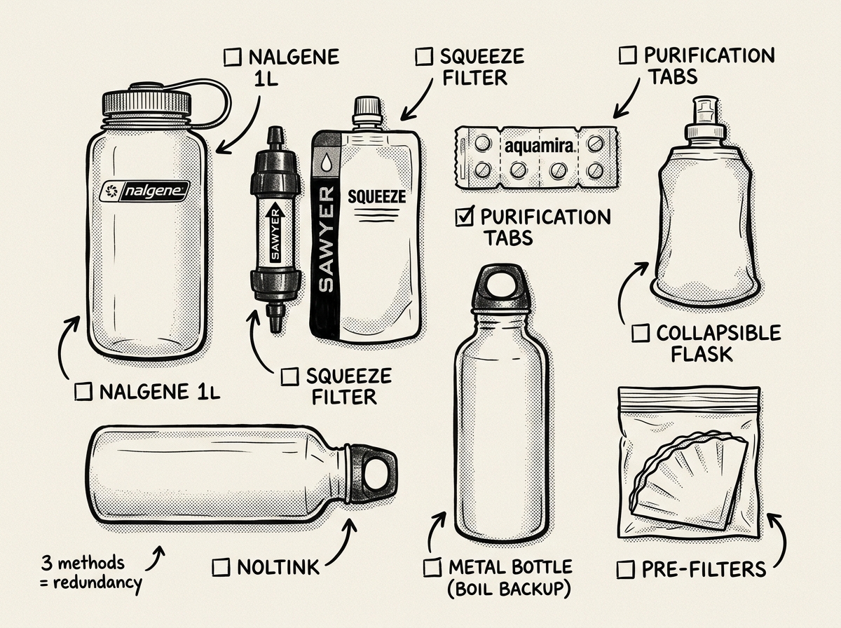 Water storage and treatment essentials for 72 hours on the move