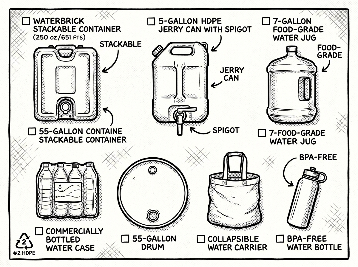 Emergency water storage containers at a glance