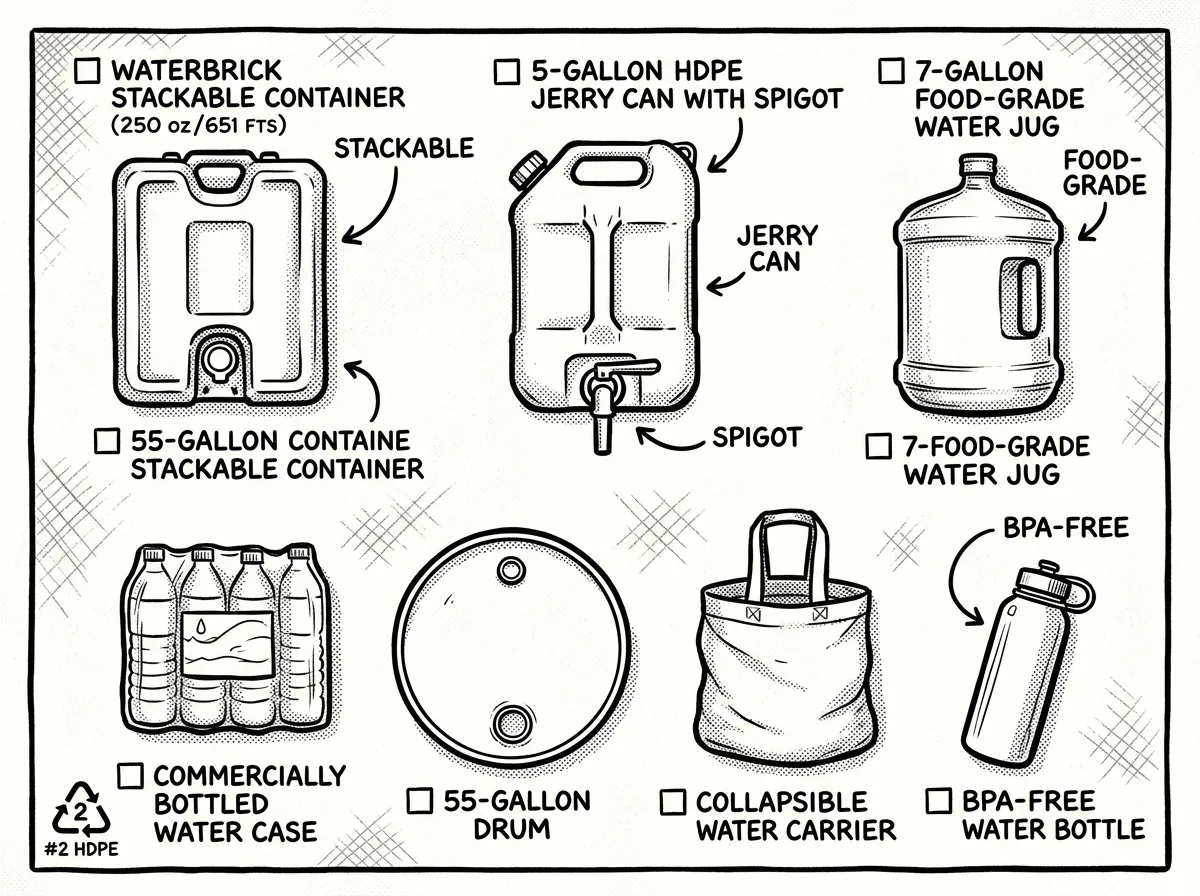 Emergency water storage containers at a glance
