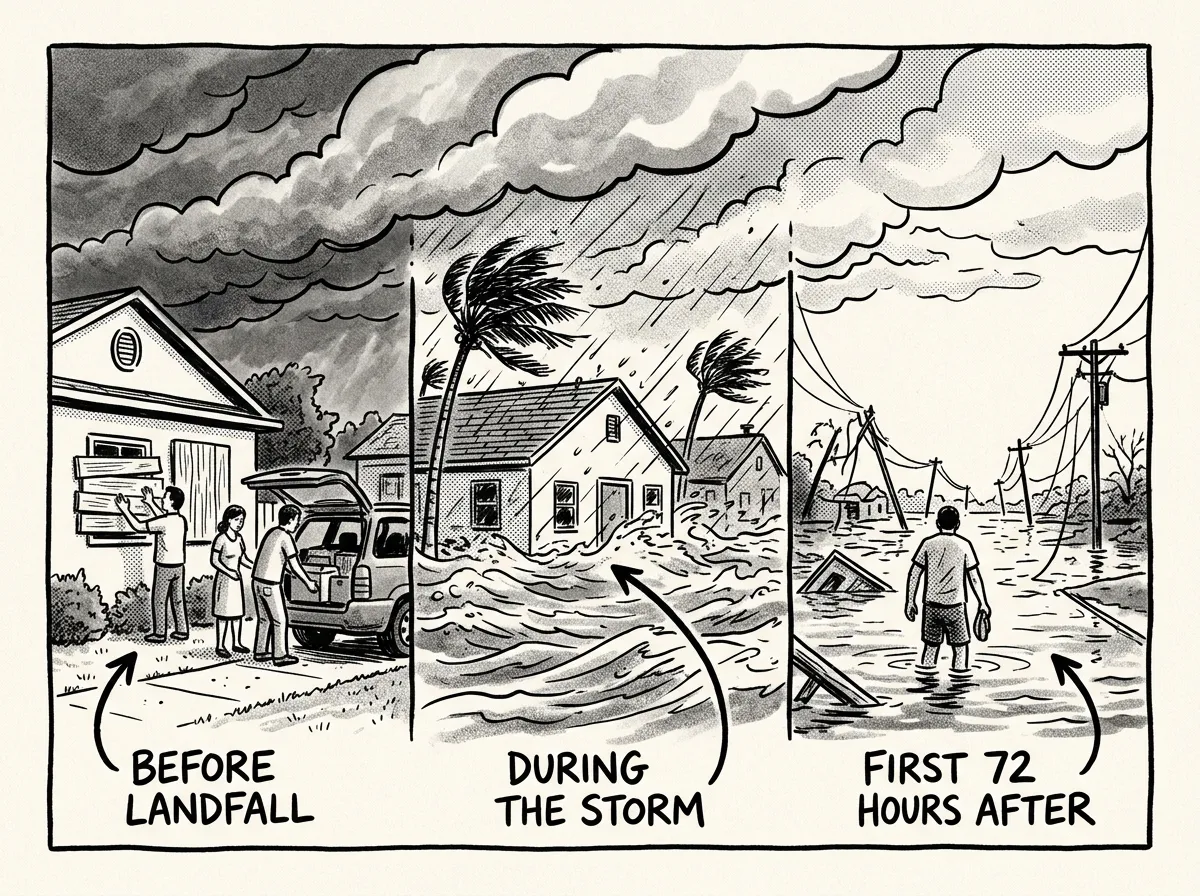 The critical 72-hour hurricane timeline from final preparations to aftermath
