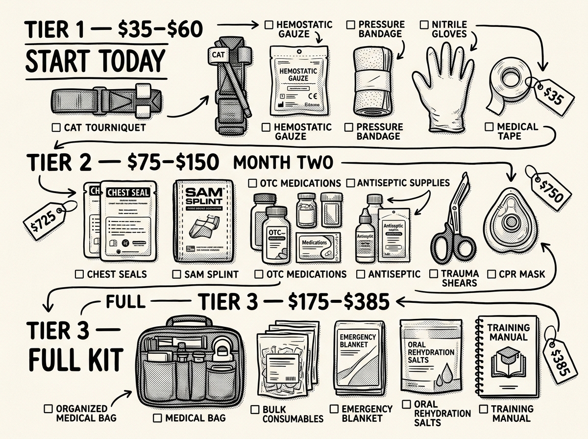 Build your kit in three budget tiers from $35 to $385