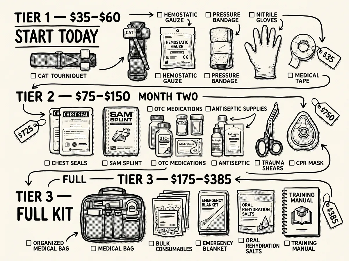 Build your kit in three budget tiers from $35 to $385