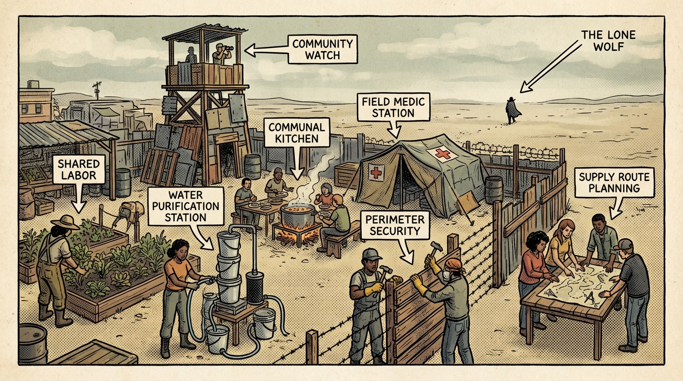 The Role of Community in Survival: Why Lone Wolves Don't Last