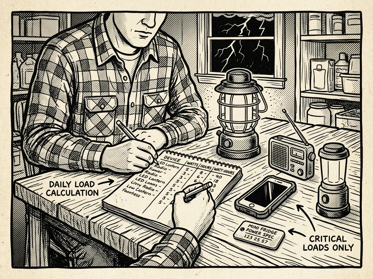 Calculating daily power needs for critical emergency devices