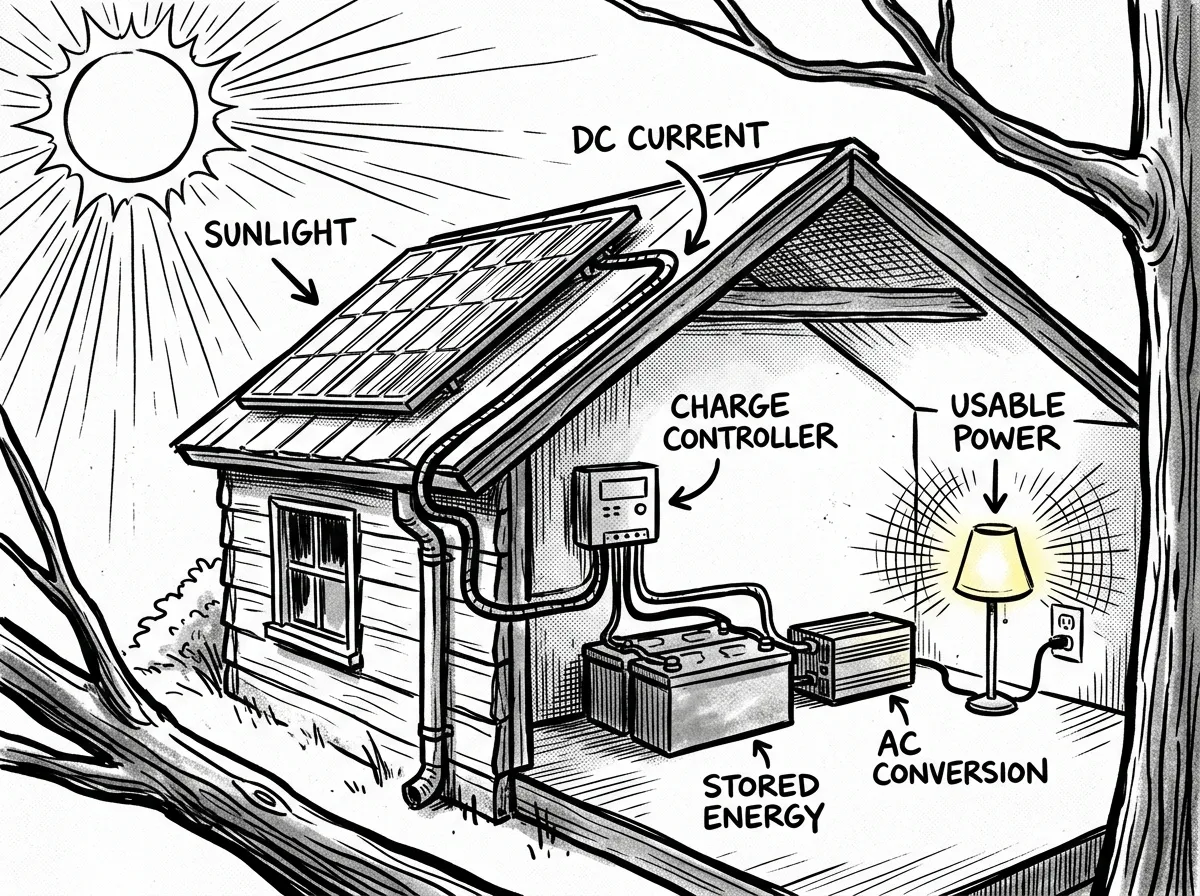 Tracing the path of sunlight from panel to powered device