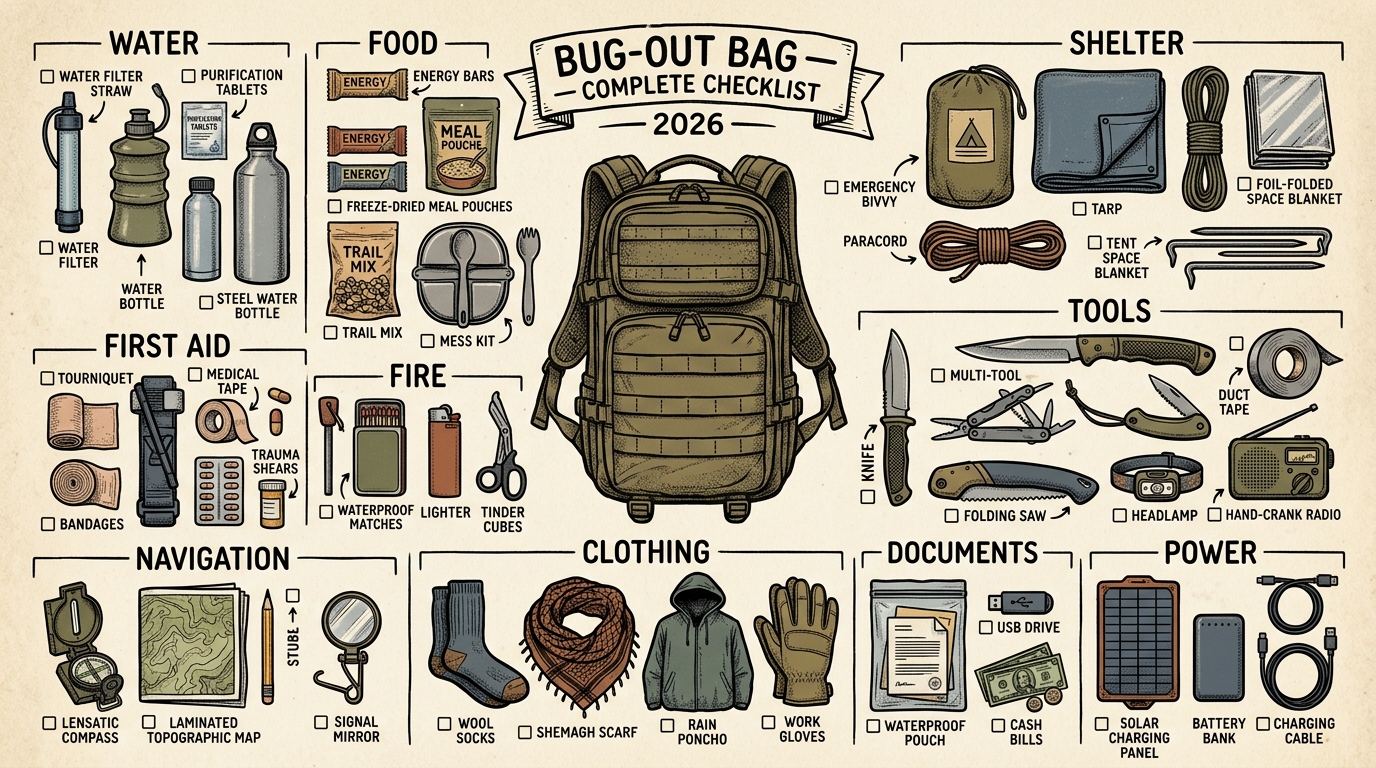 Bug-Out Bag List: Complete Checklist by Category (2026)