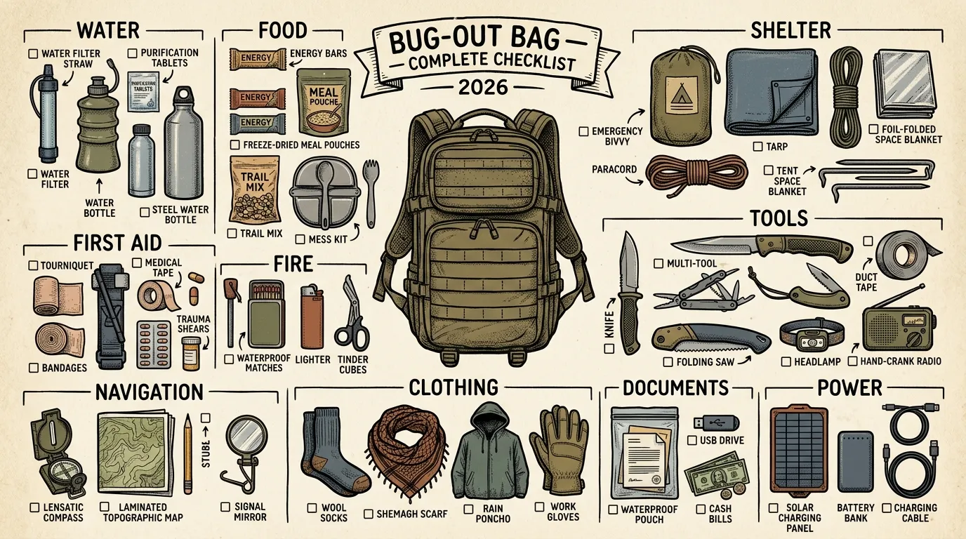 Bug-Out Bag List: Complete Checklist by Category (2026)
