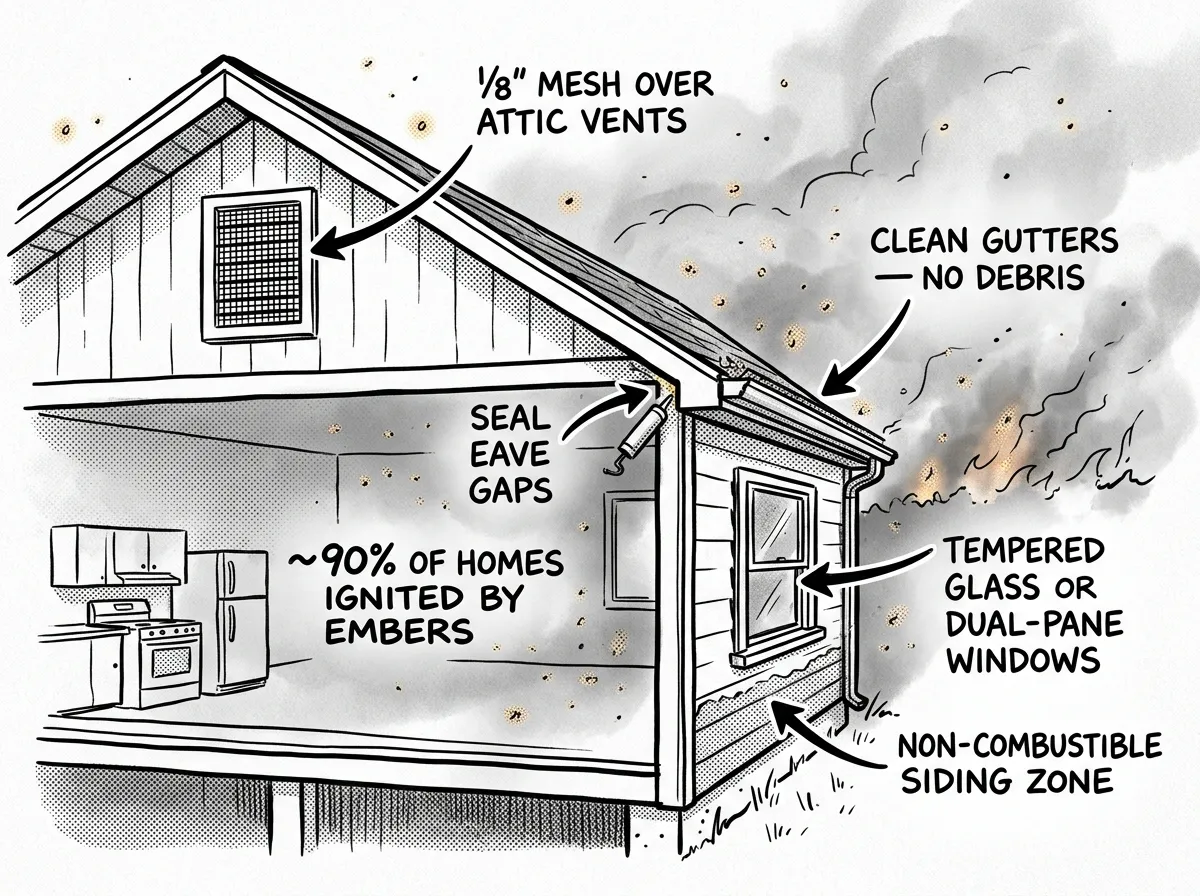 Key home-hardening retrofits to block ember intrusion at vulnerable entry points