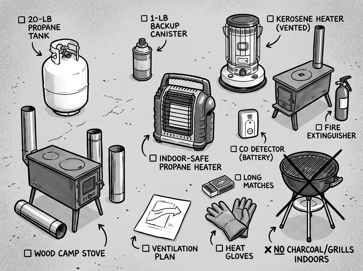 Comparing backup heating options with safety gear side by side