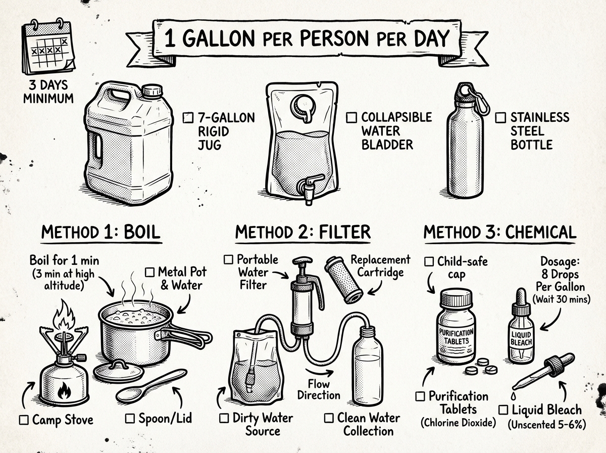 Three water purification methods and storage essentials every household needs