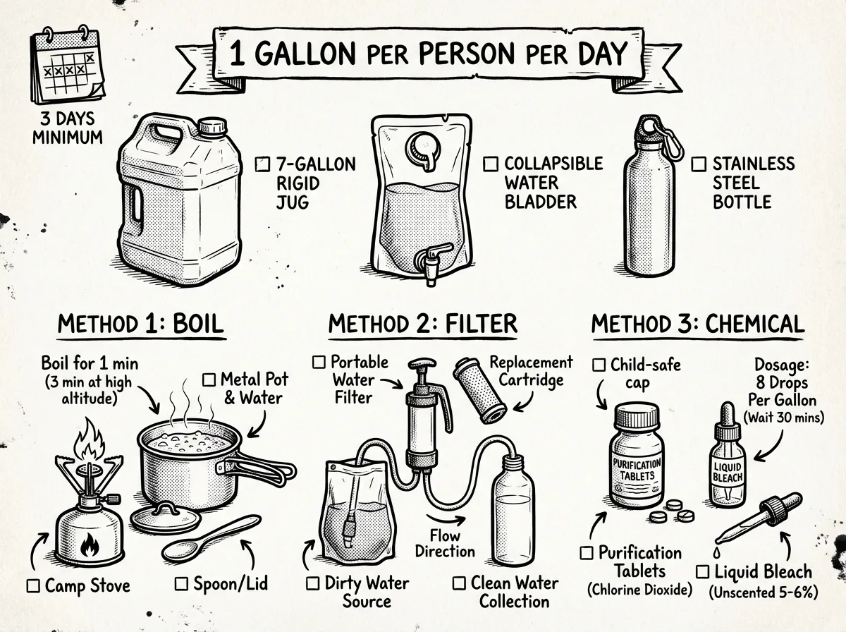 Three water purification methods and storage essentials every household needs