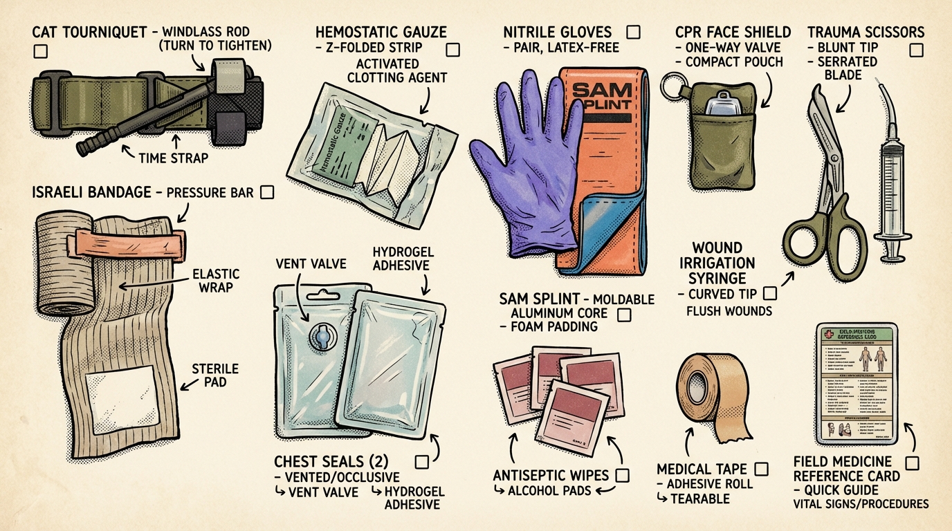 Emergency First Aid Preparedness Guide gear and supplies