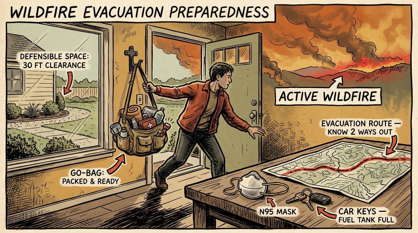Wildfire evacuation preparedness scene