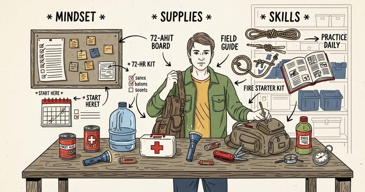 Prepper Mindset Beginner Prepper Guide: Mindset, Supplies & Skills | prepare.blog
